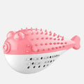 Silicone fish-shaped cat chew toy with toothbrush cleaner design in assorted colours