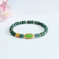 Natural stone blue water jade bead bracelet with electroplated finish and geometric design