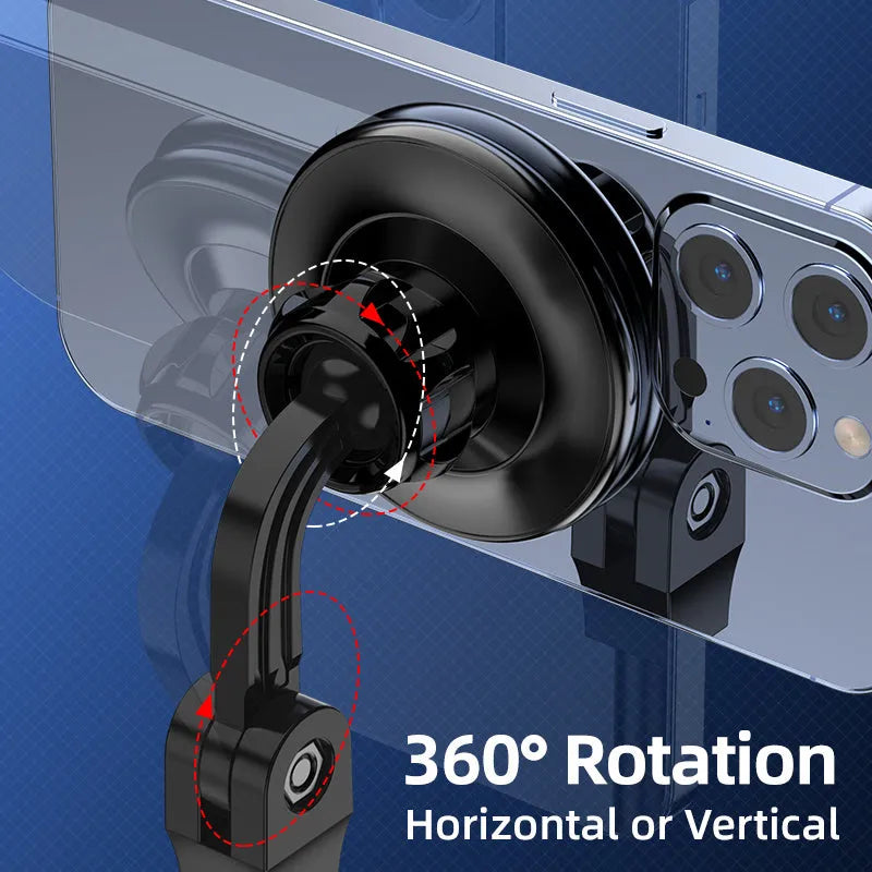Black 360-degree rotating magnetic phone holder for universal magnetic suction phones, car and live broadcast use