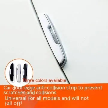 Four black plastic silicone car door bumper strips for side edge protection, each measuring 9.5 by 2 cm.