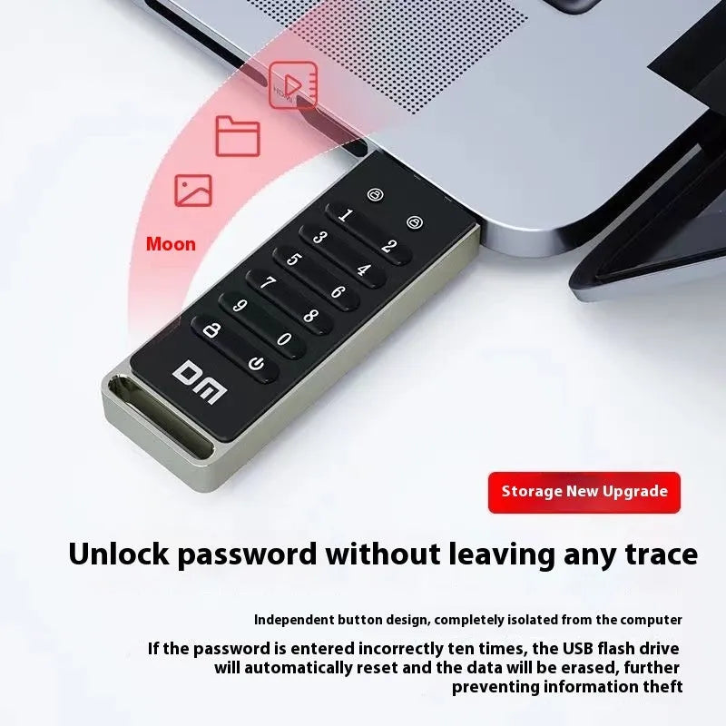 64GB metal fingerprint security USB flash drive with digital encryption