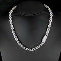 Platinum copper men's chain necklace and bracelet set with 8mm width on neutral background
