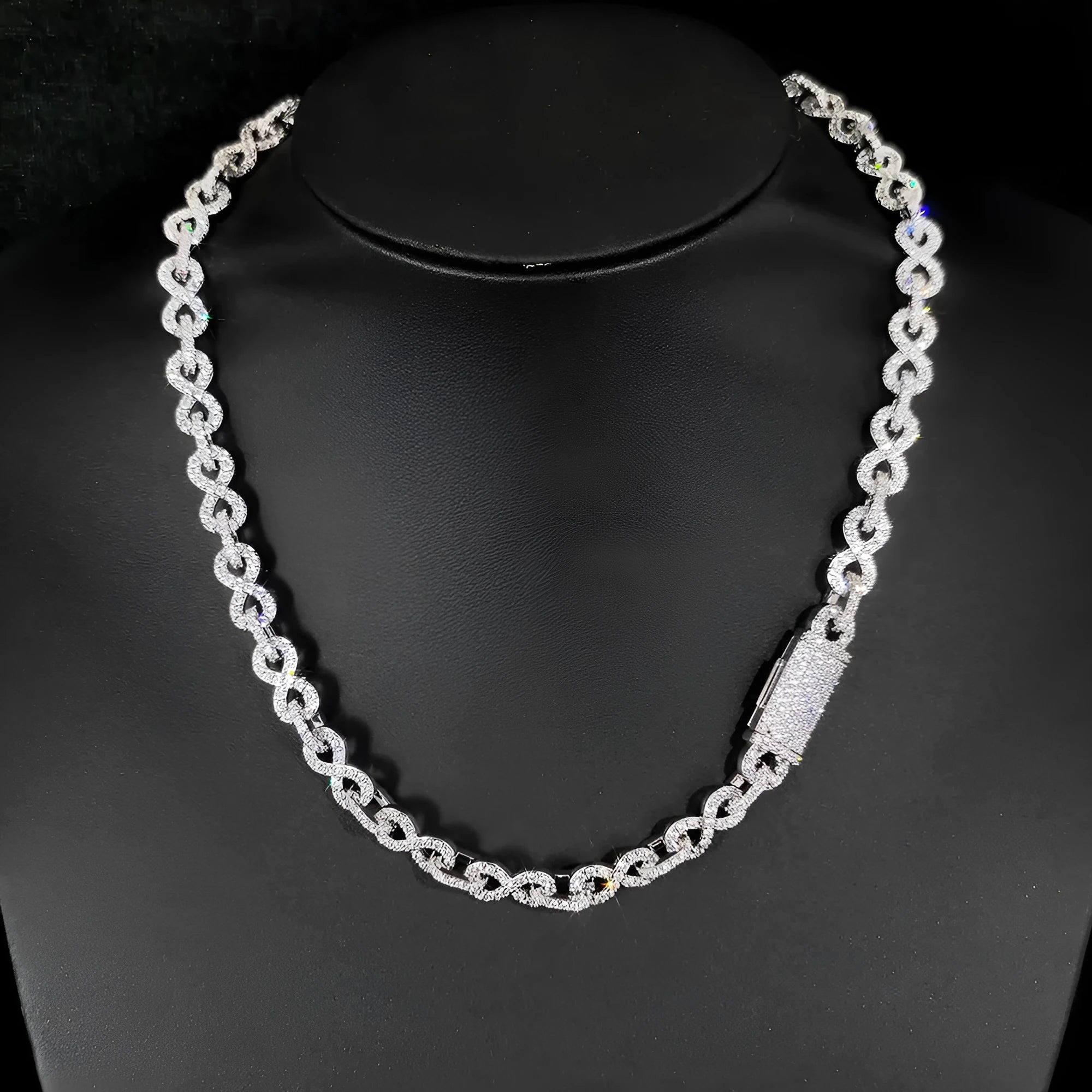 Platinum copper men's chain necklace and bracelet set with 8mm width on neutral background