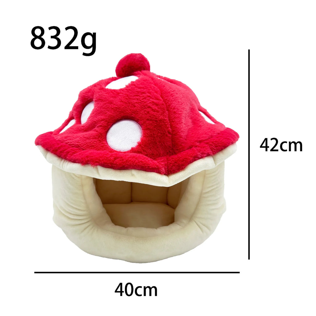 Plush cat kennel with half-surrounded mushroom shape, 42cm, picture style colour