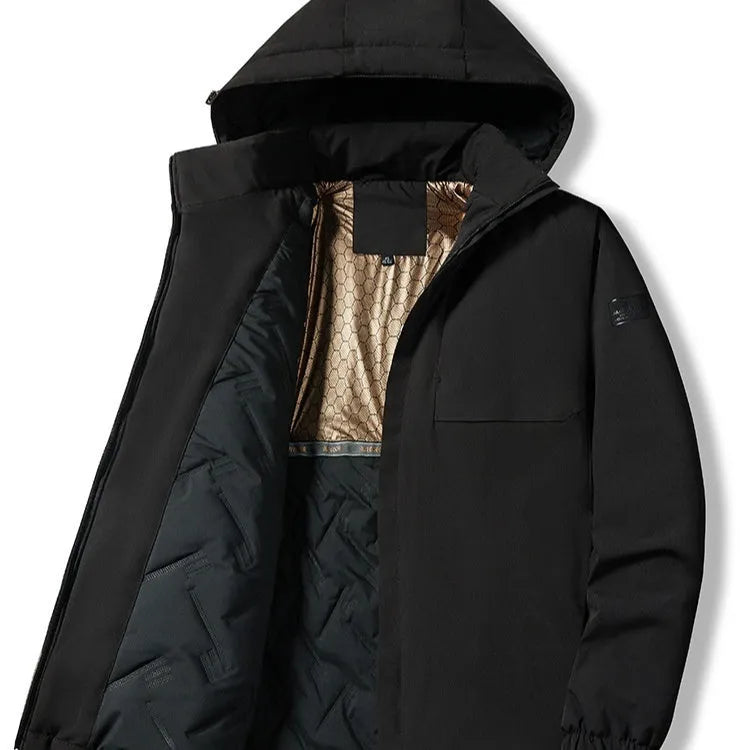 Autumn winter outdoor waterproof jacket with temperature sensing technology in polyester material