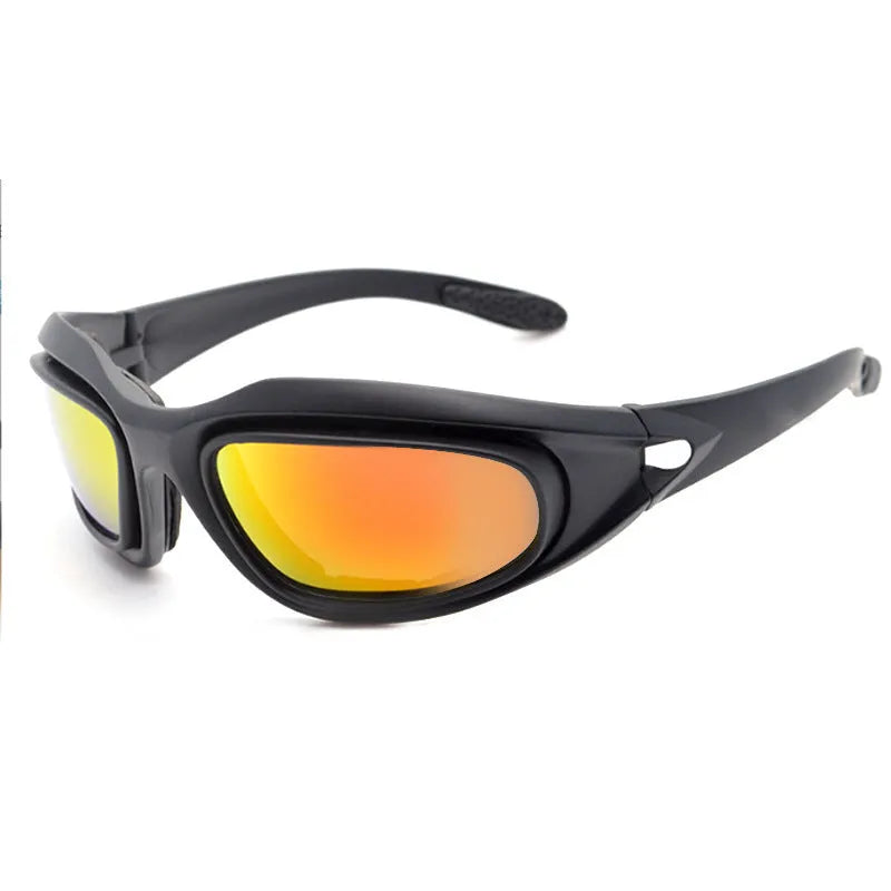 Polarised tactical cycling sunglasses with full-rim PC sports frame and night vision lenses