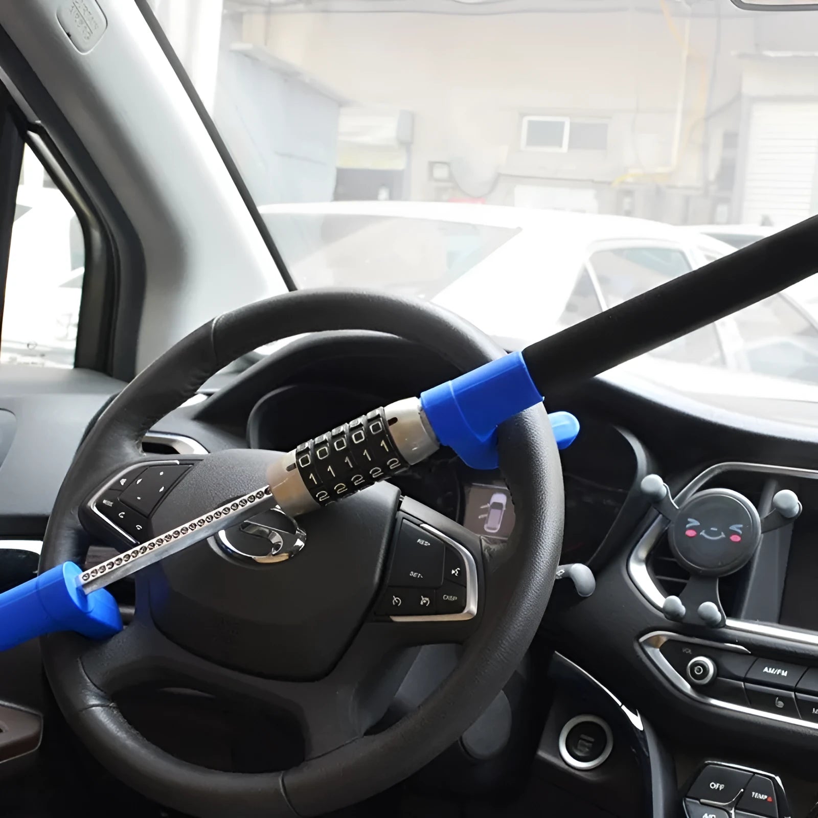 Password-protected car steering wheel U-lock in alloy steel