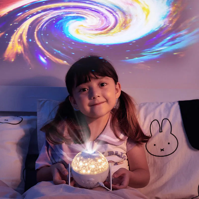 Galaxy projector starry sky night light with focus adjustment, PVC shade, and colour discs