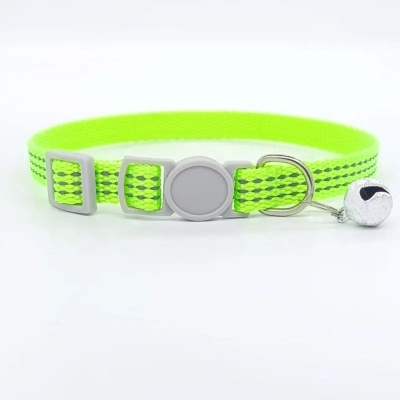 Nylon cat collar with quick-release buckle, 33cm length, available in 8 colours including black and pink