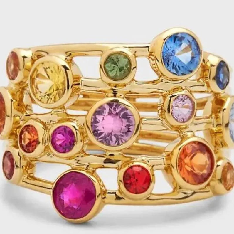 Gold geometric alloy ring for women, fashion OL style, available in sizes No 6 to No 10