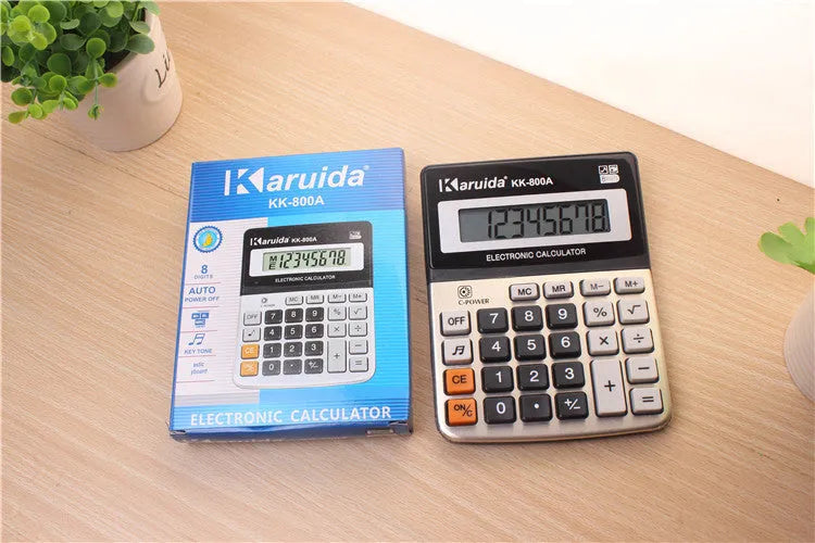 Aluminium office computer commercial desktop calculator, approximately 14.5 x 11 x 2.5cm, Calculator format