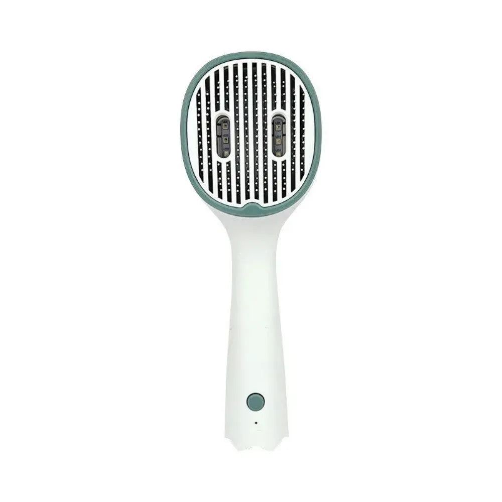 Dark green pet grooming comb with UVC sterilization function and slicker brush needles