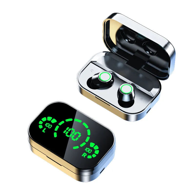 Wireless Bluetooth TWS sports earphones with touch controls in various style options.