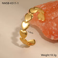18K gold-plated stainless steel heart-shaped bracelet with opening design, non-fading finish, women's fashion accessory