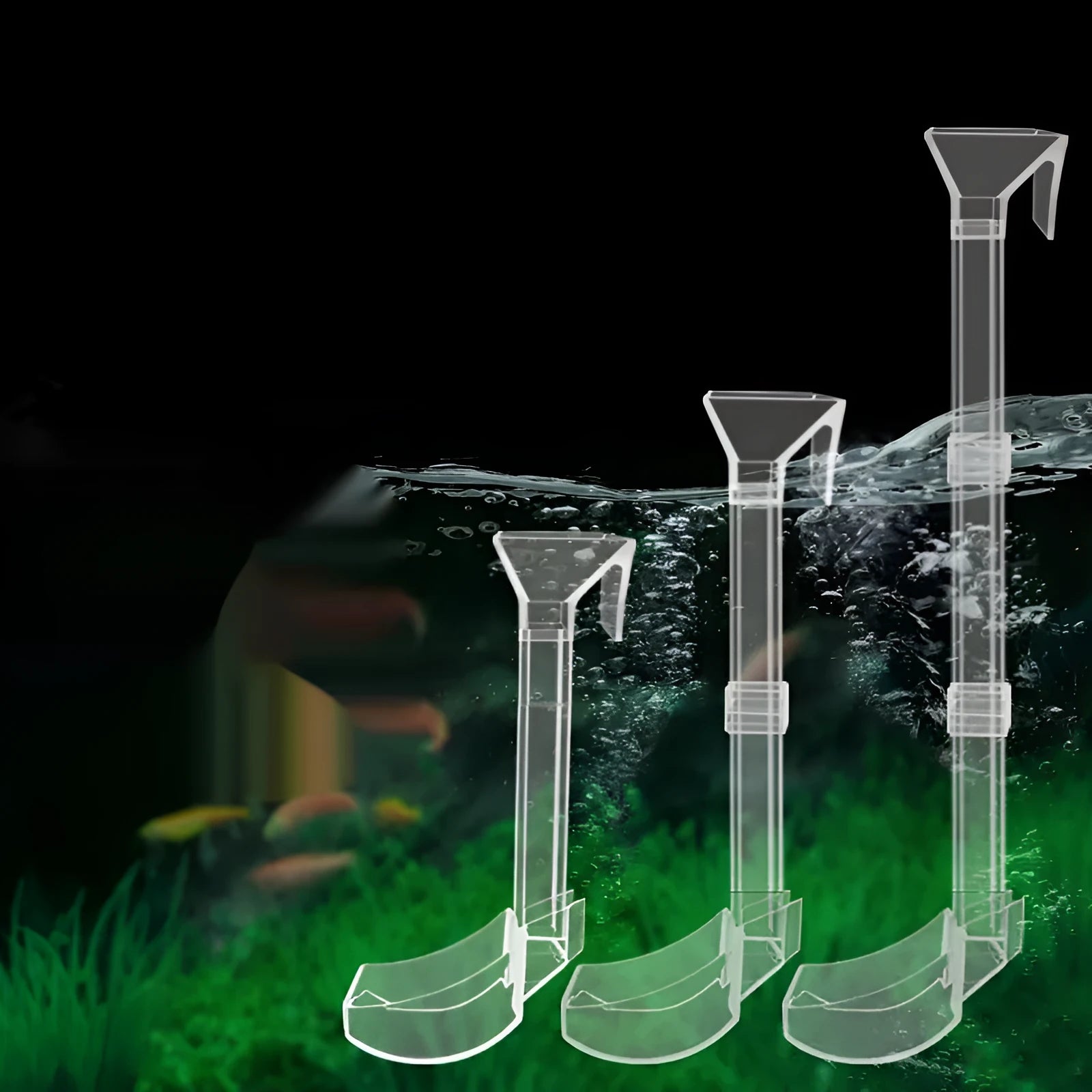 Clear plastic fish tank feeding tube set with cleaning brush and feed spoon for aquarium