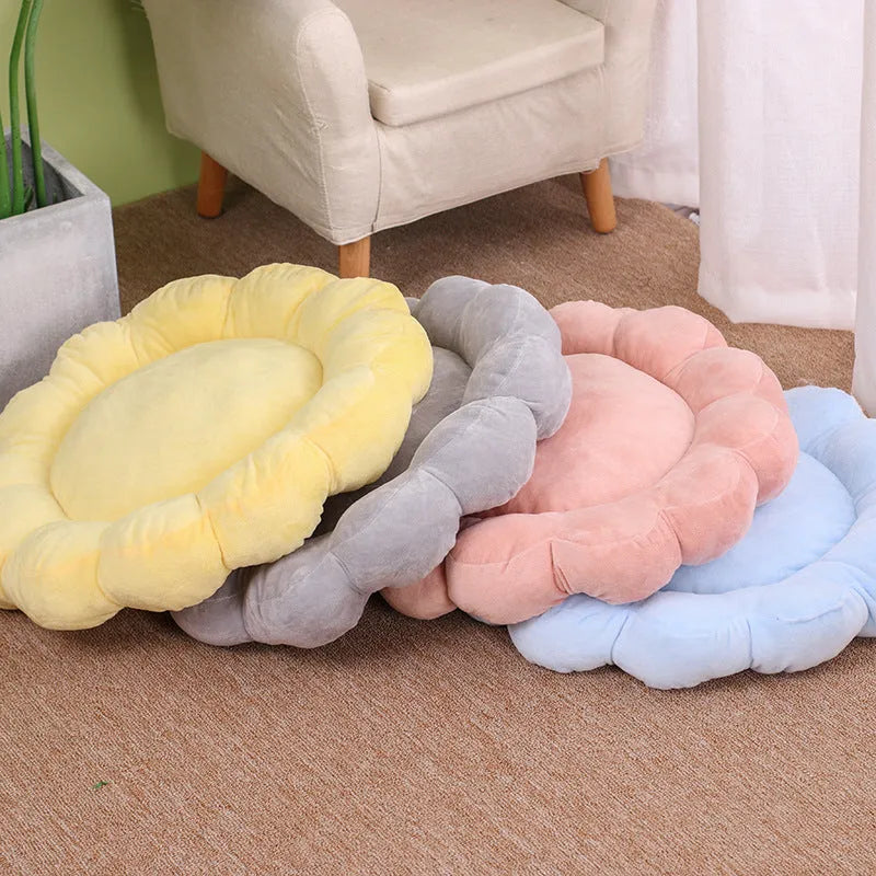 Blue half-surrounded plush pet nest bed measuring 50x50cm for cats and small dogs