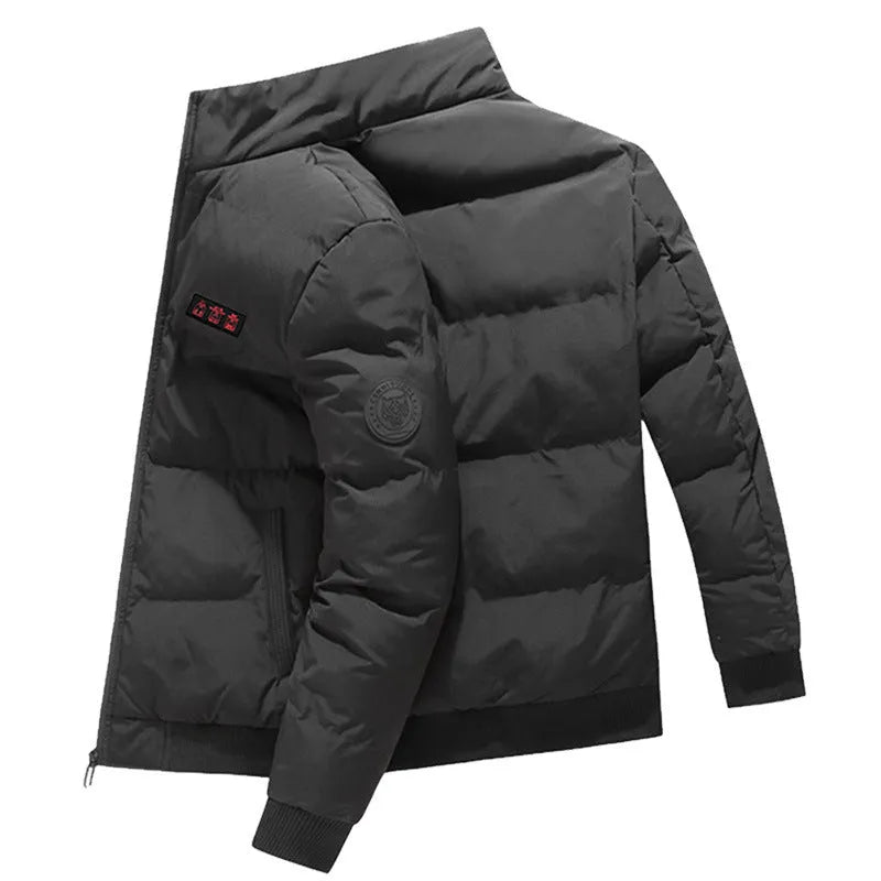 Outdoor USB heated cotton-padded jacket in red, windproof and waterproof, cardigan style