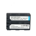 Black FM50 FM30 FM55H camera battery, 7.2V DC/DV replacement power pack with 8.4V charger input.