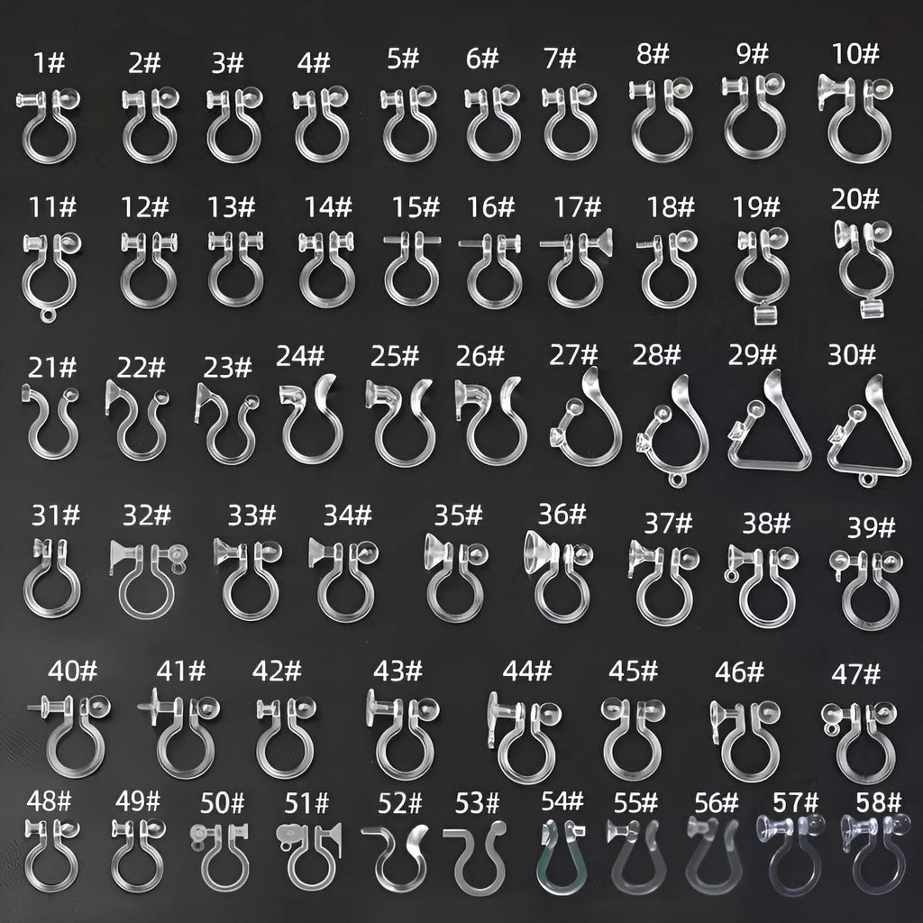 Transparent plastic resin U-shaped ear clip converter for turning ear studs into clip-on earrings, unisex