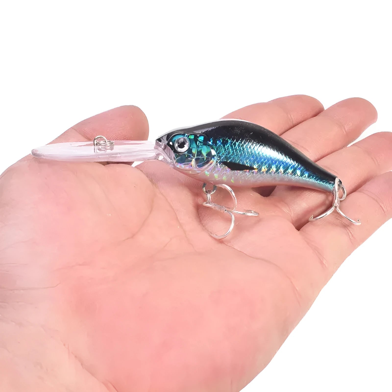 Little fat man Mino fishing lure showing floating rock design and deep diving tongue board