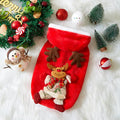 Flannel pet Christmas costume for small cats and dogs, green Santa design, size M, unisex casual style