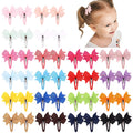 40 colourful grosgrain ribbon hair bows with fully wrapped snap clips for baby girls and toddlers