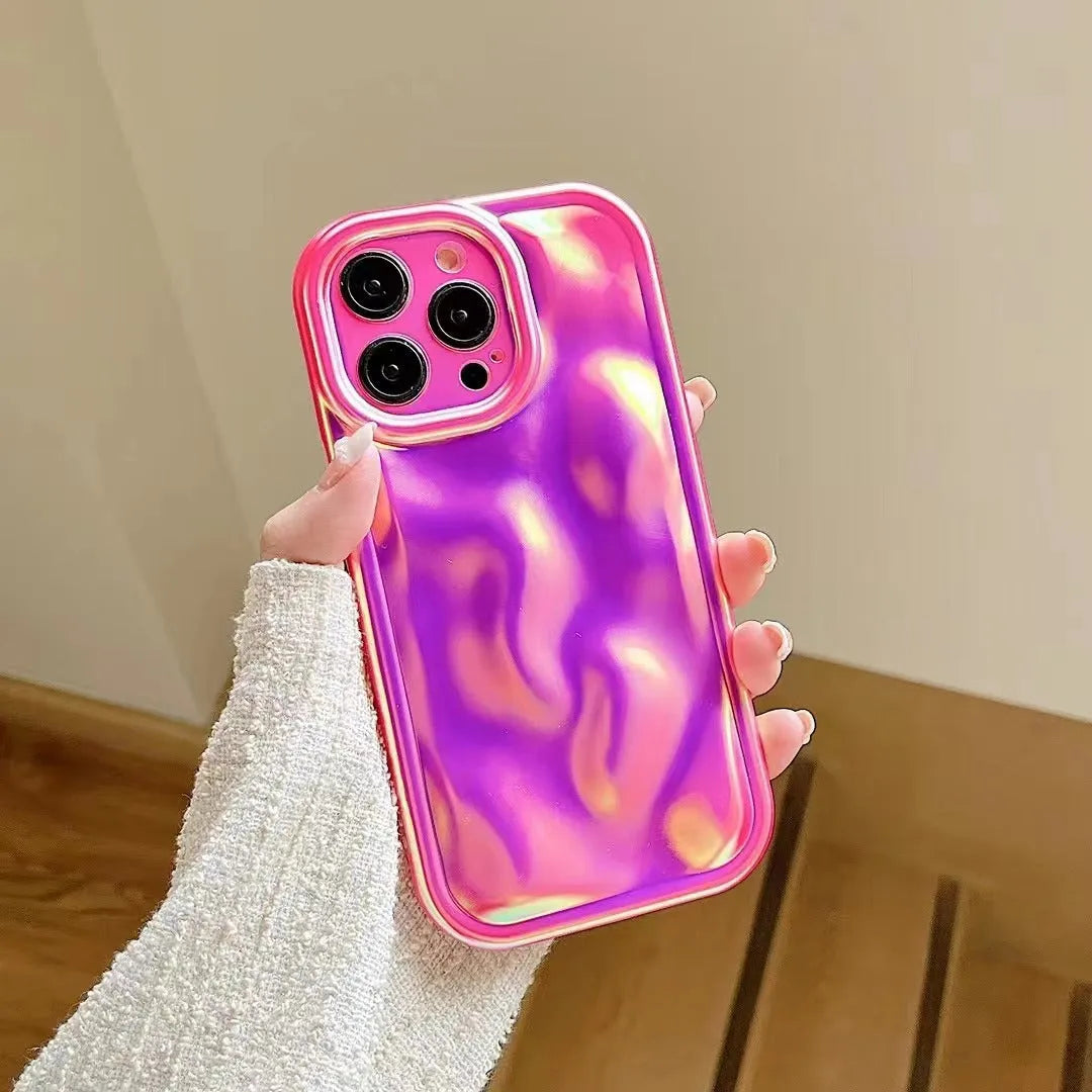 All Wrapped Creative Light meteorite pattern silicone phone case in fluorescent green for iPhone 14