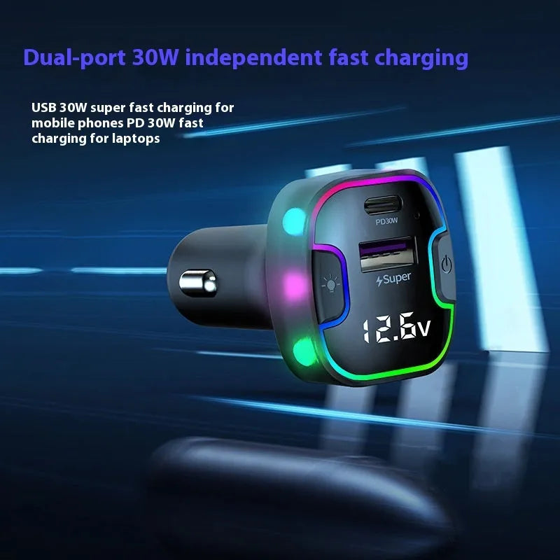 YQ8-Black coloured 5-port 120W car PD fast charger with multiple charging interfaces