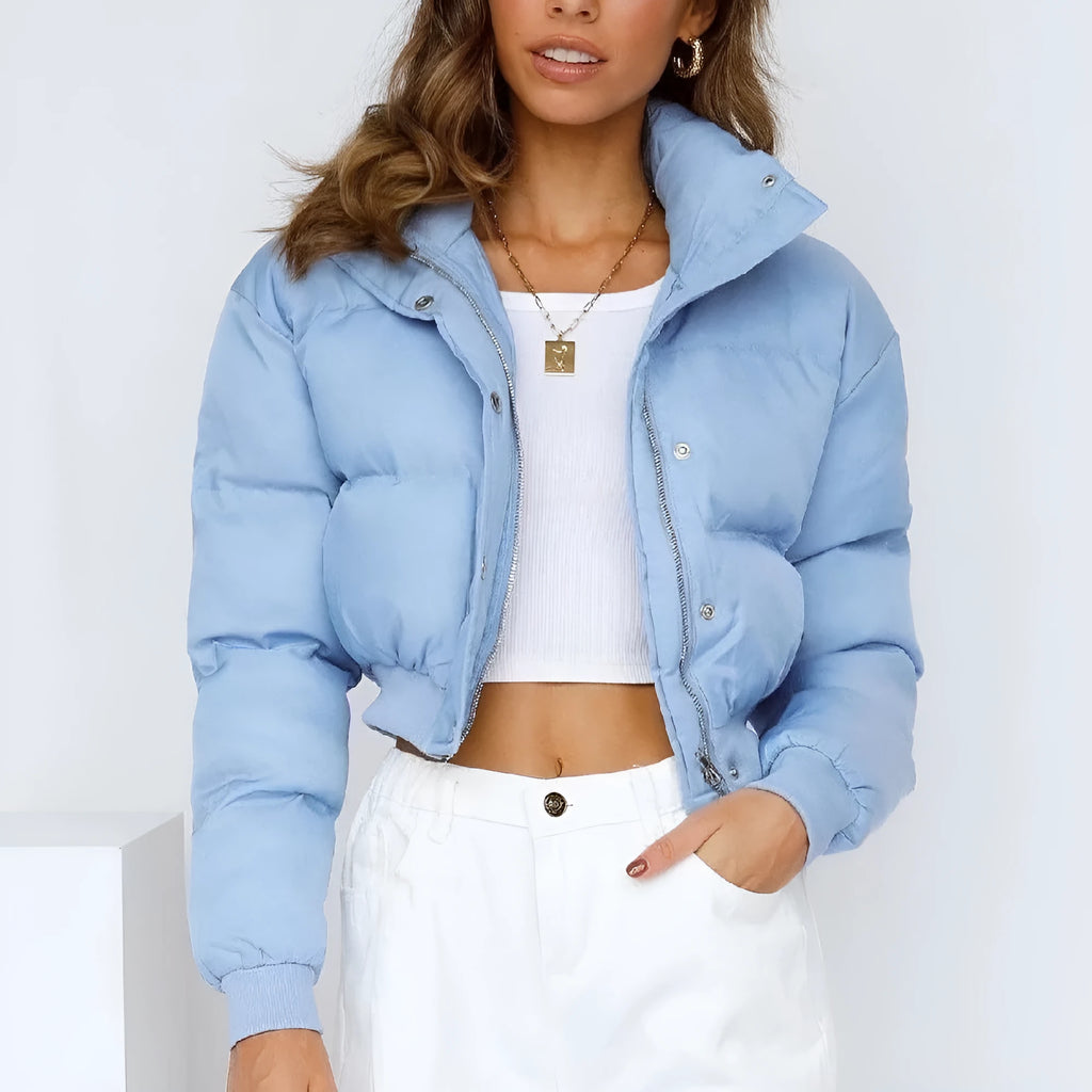 A woman's loose-fitting long sleeve polyester jacket in a choice of colours.