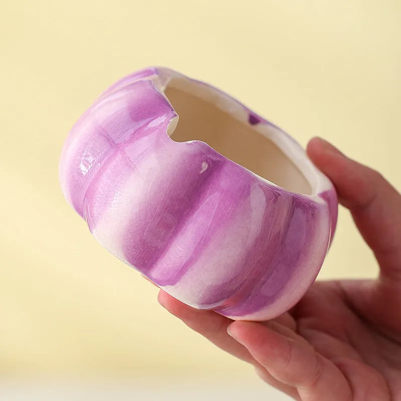 Ceramic onion seasoning jar with cover and spoon in modern simplicity style on a kitchen countertop