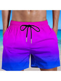 Men's grey gradient colour 3D digital printed mesh sports shorts on a white background.
