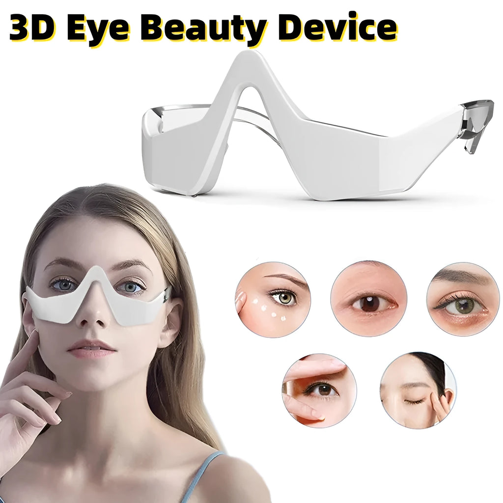 3D eye beauty instrument micro-current pulse massager in pink or white with glasses-like design
