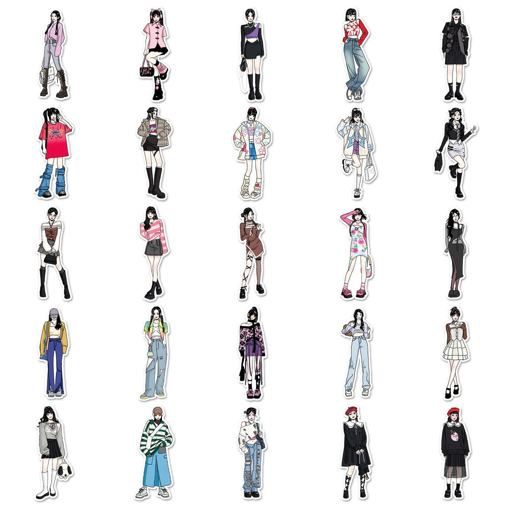 50 hand-painted cartoon graffiti stickers from Original Series on a sheet