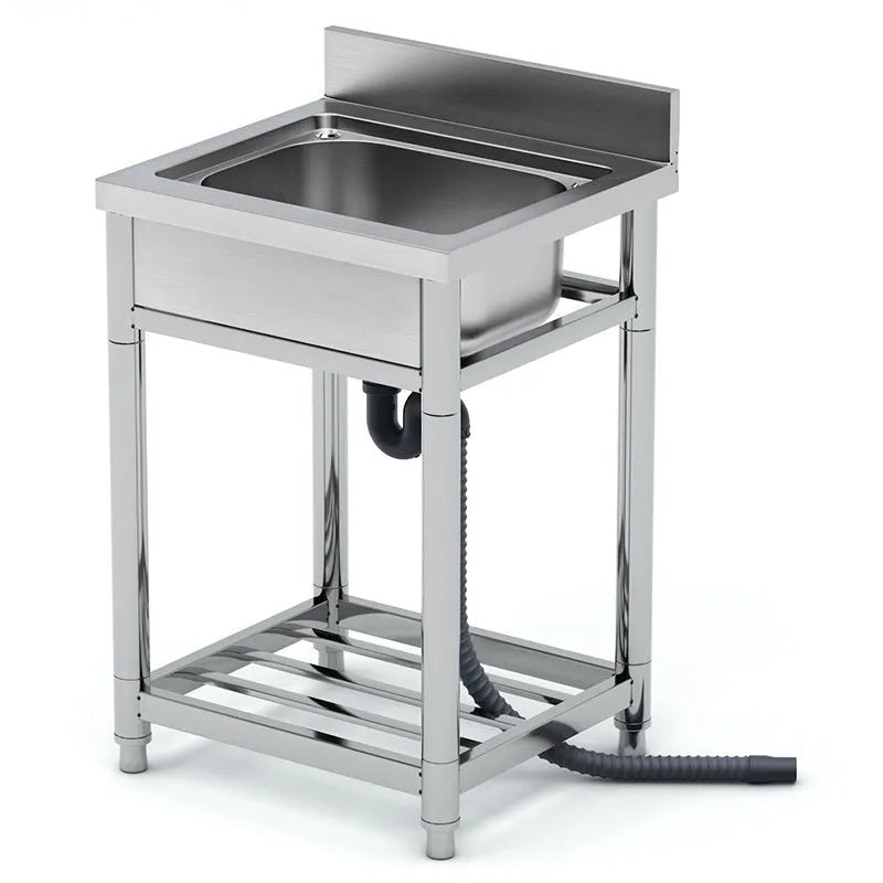 Stainless steel deep groove kitchen sink with brushed finish and single basin