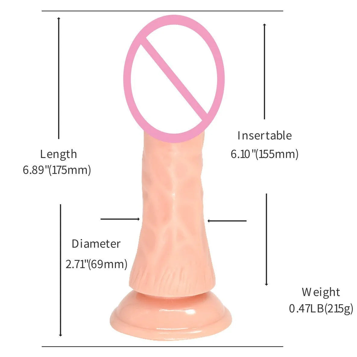 Skin colour bullet-shaped butt plug measuring 17.5cm in length on a neutral background.