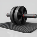 Black rebound abdominal roller with rubber wheel on a white background