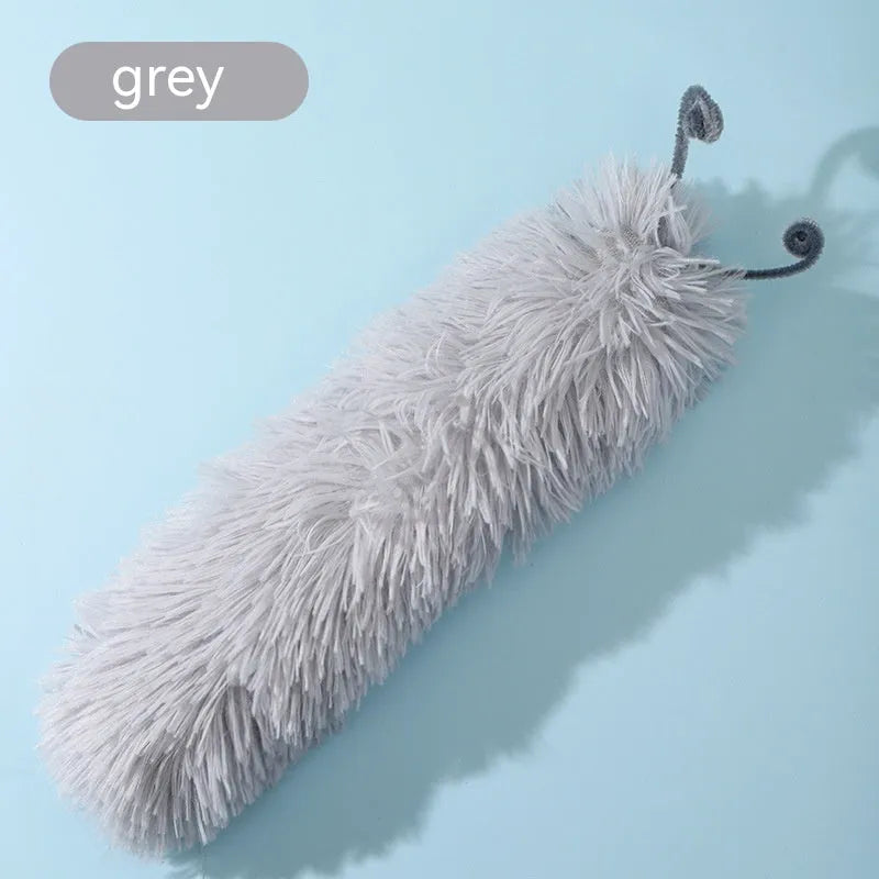 Caterpillar ringing paper plush cat toy, 36cm, in rubber pink, beige, grass green, cement gray or nobility purple.