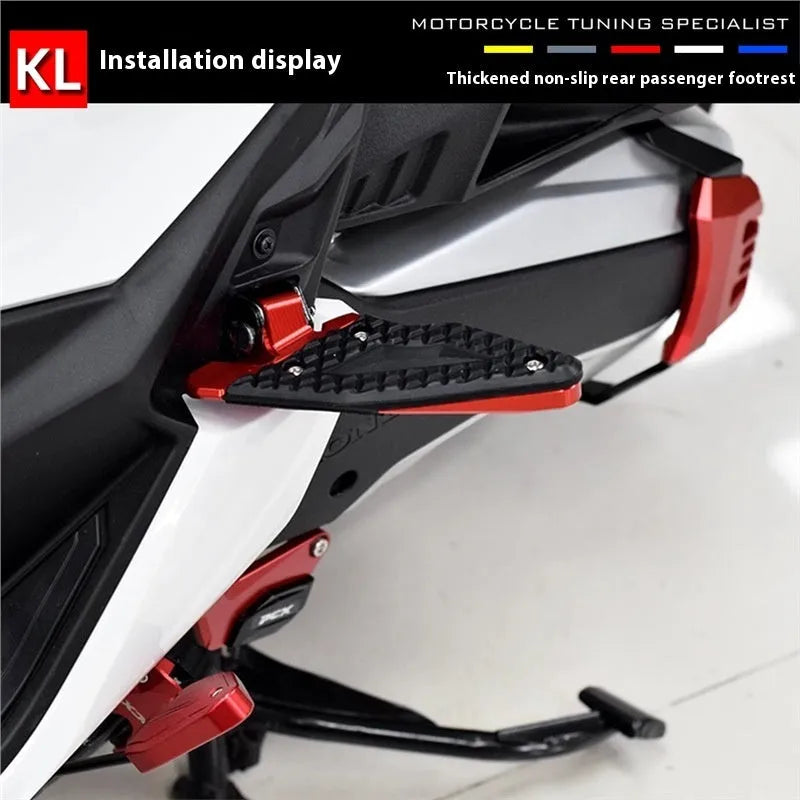 Red metal non-slip foot pedals for children electric vehicle passenger rear