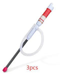 Blue and red manual plastic fuel transfer hand pump with tubing