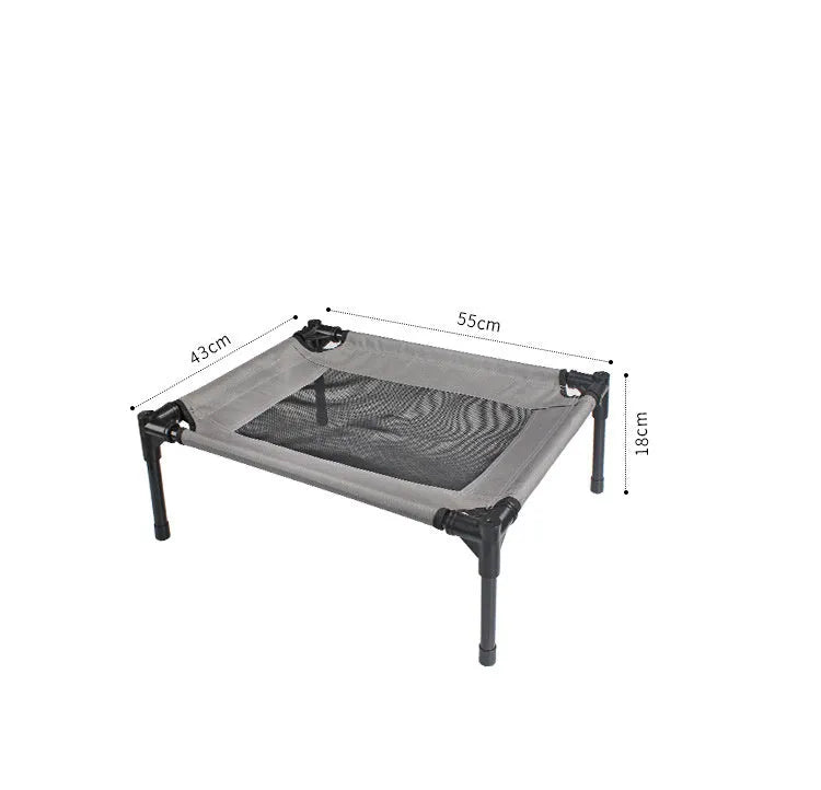 Black steel frame portable outdoor dog bed with removable Oxford cloth cover