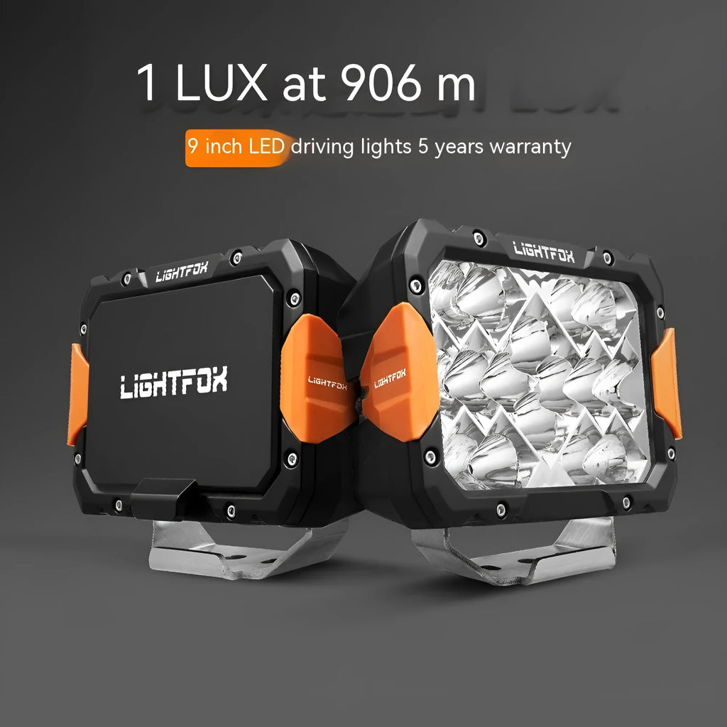 Two black 6-inch aluminium LED off-road bumper lights for universal vehicle retrofit