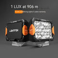 Two black 6-inch aluminium LED off-road bumper lights for universal vehicle retrofit