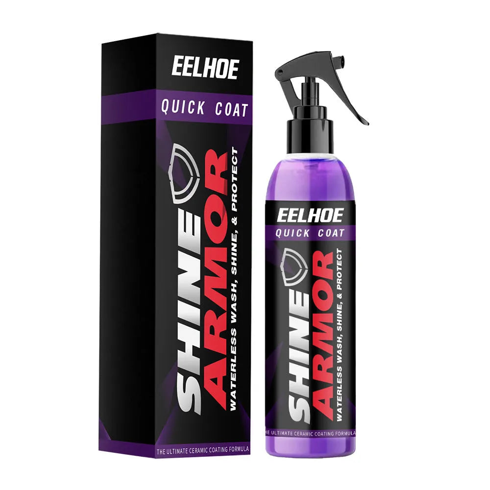 Purple car nano coating spray bottle in 30ml and 100ml sizes for hand application.