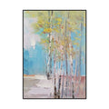 Handmade oil painting of a birch forest landscape on canvas, frameless and unstretched for wall decor