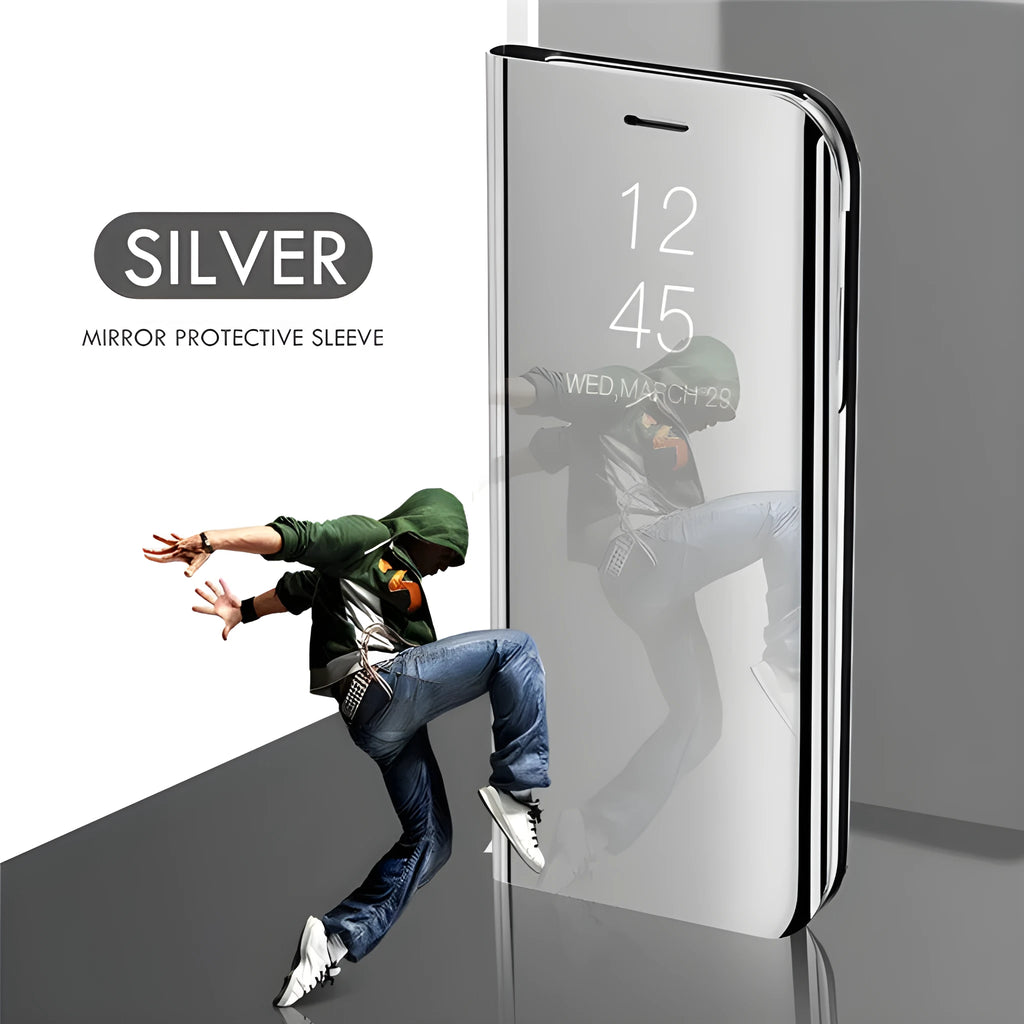 Electroplating mirror leather case for Samsung Note 20 Ultra in black with metal border, solid colour England style.