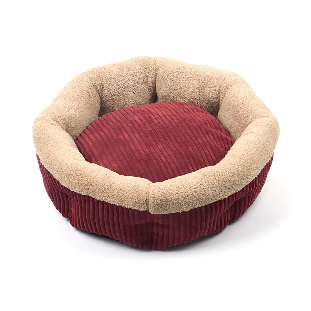 Velvet octagonal pet nest in soft cotton velvet, 850g, for small dogs and cats