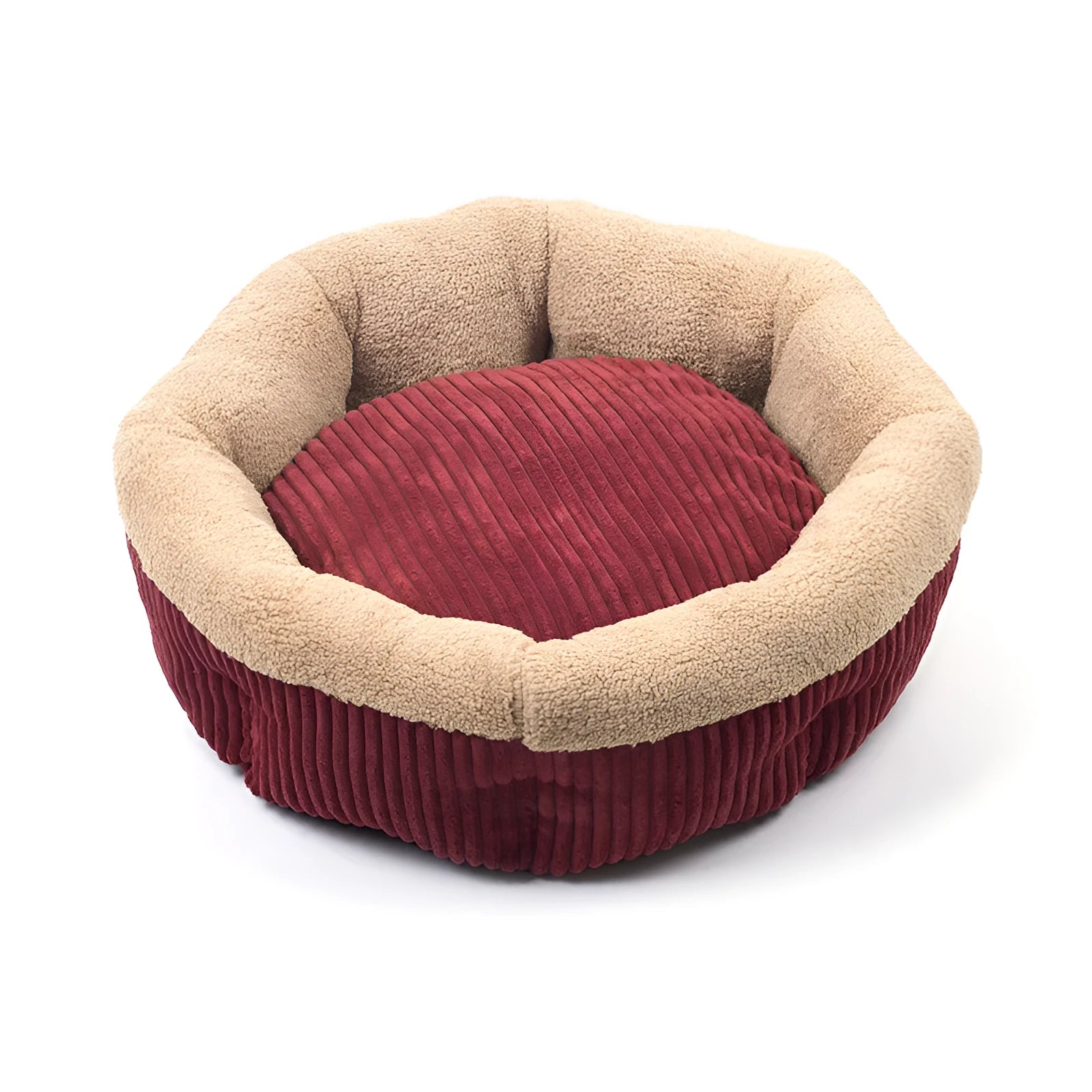Velvet octagonal pet nest in soft cotton velvet, 850g, for small dogs and cats