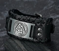 Nordic Viking totem triangle energy men's leather bracelet in gold, 28cm long, PU and alloy construction