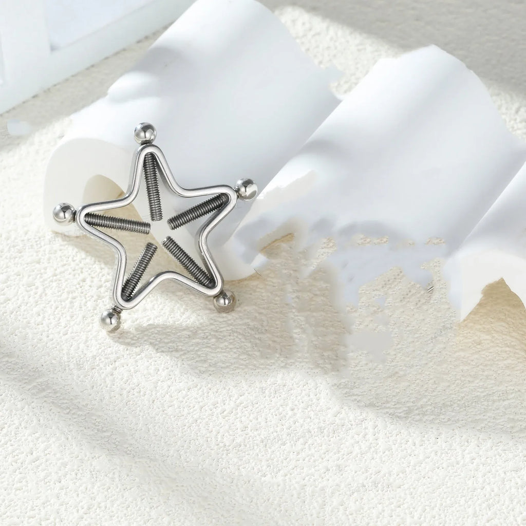 Stainless steel screw adjustable geometric nipple ring for women, steel colour finish