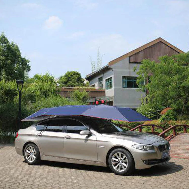 Auto Supplies fully automatic mobile insulated carport tarpaulin in Navy Blue Canvas, expanded size 400x210cm, waterproof Oxford cloth material